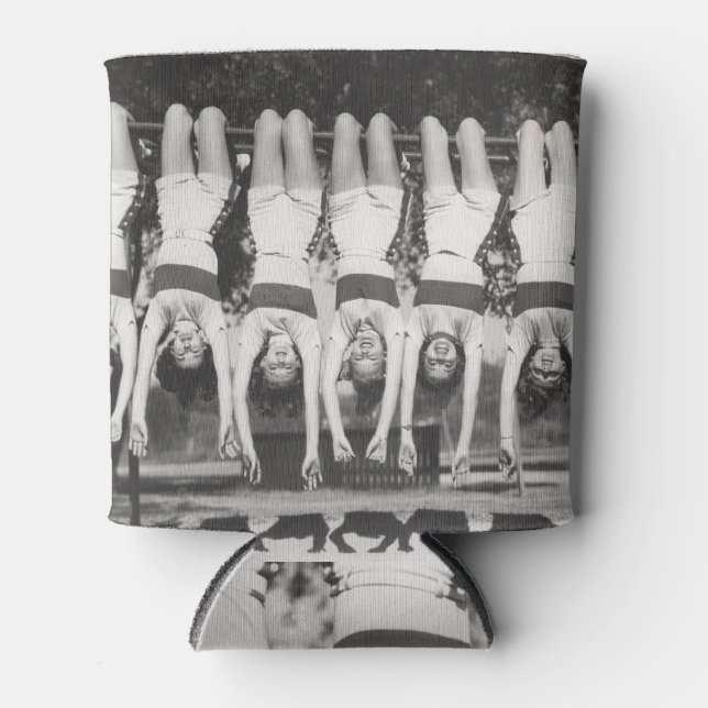 Showgirls on monkey bars, playful design. can cooler (Front)