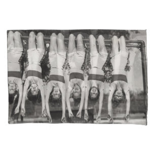 Showgirls on monkey bars, playful design. pillowcase