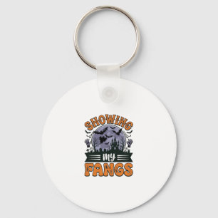 Showing My Fangs Vintage Halloween Vampire Shirt_1 Key Ring