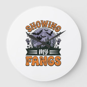 Showing My Fangs Vintage Halloween Vampire Shirt_1 Large Clock