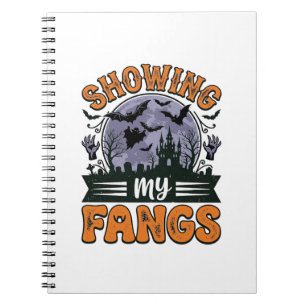 Showing My Fangs Vintage Halloween Vampire Shirt_1 Notebook