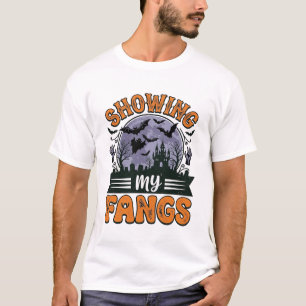 Showing My Fangs Vintage Halloween Vampire Shirt_1 T-Shirt