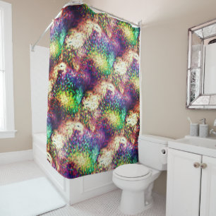 Showy coloured scales or water drops shower curtain