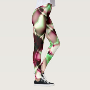Showy pink to green in snail-like lines, to sepia  leggings