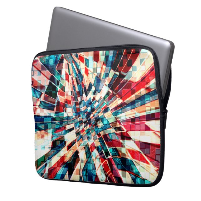 Showy red blue on twisted tiles and sandy effect   laptop sleeve (Front Left)
