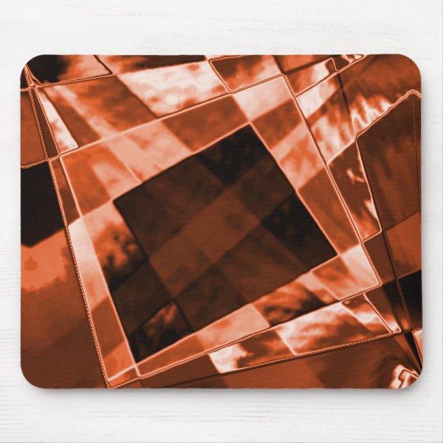 Showy reddish brown inclined square and rectangles mouse pad (Front)