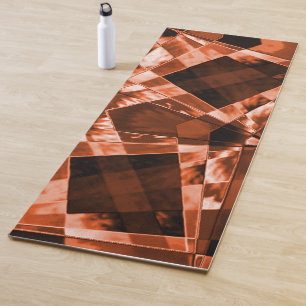 Showy reddish brown inclined square and rectangles yoga mat