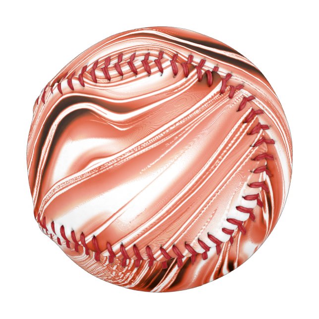Showy salmon to red long wavy traces on white fund baseball (Back Left)