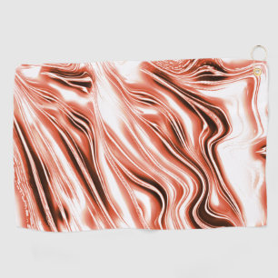 Showy salmon to red long wavy traces on white fund golf towel