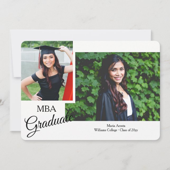 Showy Script Graduate Photo Announcement (Front)