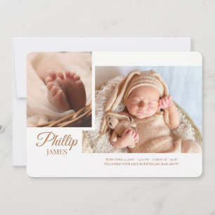 Showy Script Photo Birth Announcement