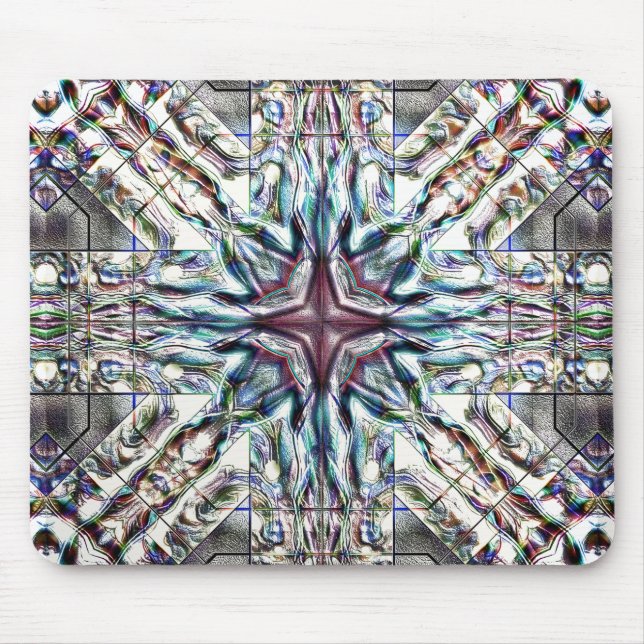 Showy texture kaleidoscope in sandy silvery colour mouse pad (Front)