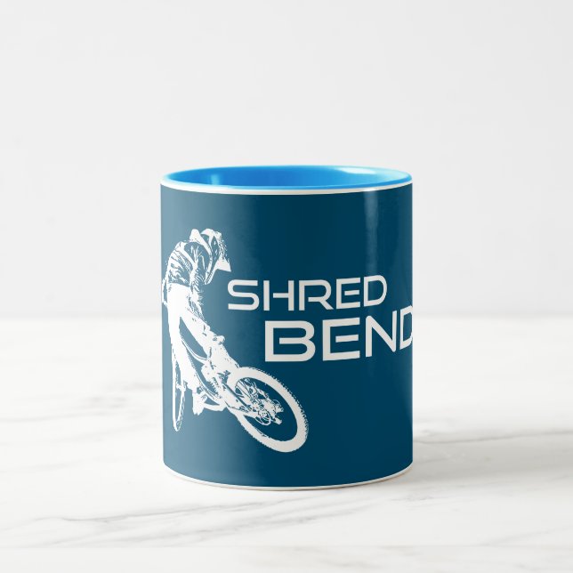 Shred Bend Oregon Mountain Biking Two-Tone Coffee Mug (Center)