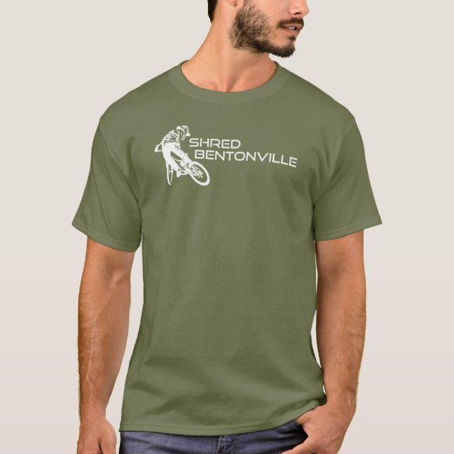 Shred Bentonville Arkansas Mountain Biking T-Shirt (Front)