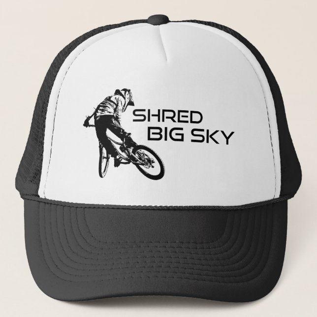 Shred Big Sky Montana Mountain Biking Trucker Hat (Front)
