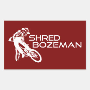 Shred Bozeman Montana Mountain Biking Rectangular Sticker
