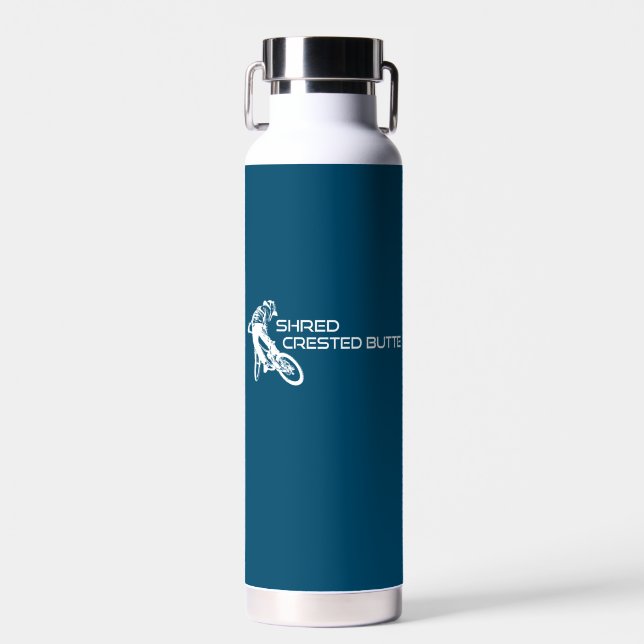 Shred Crested Butte Colorado Mountain Biking Water Bottle (Front)