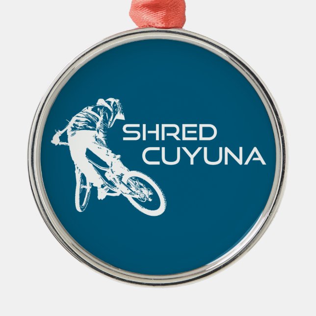 Shred Cuyuna Minnesota Mountain Biking Metal Tree Decoration (Front)