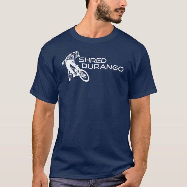 Shred Durango Colorado Mountain Biking T-Shirt (Front)