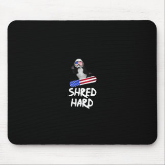 Shred Hard American Flag Panda Bear Snowboarding T Mouse Pad