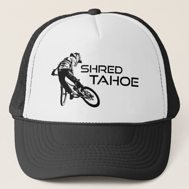 Shred Lake Tahoe Mountain Biking Trucker Hat (Front)