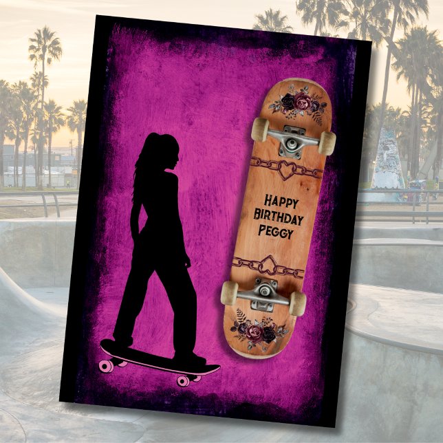 Shred Like a Girl Skateboarding Birthday Card (Shred Like a Girl Skateboarding Happy Birthday Card)