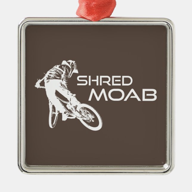 Shred Moab Mountain Biking Metal Tree Decoration (Front)