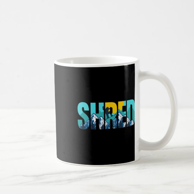 Shred Mountain Snowboarding Slopes Sunset Graphic  Coffee Mug (Right)