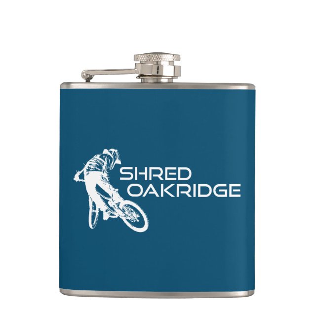 Shred Oakridge Oregon Mountain Biking Hip Flask (Front)