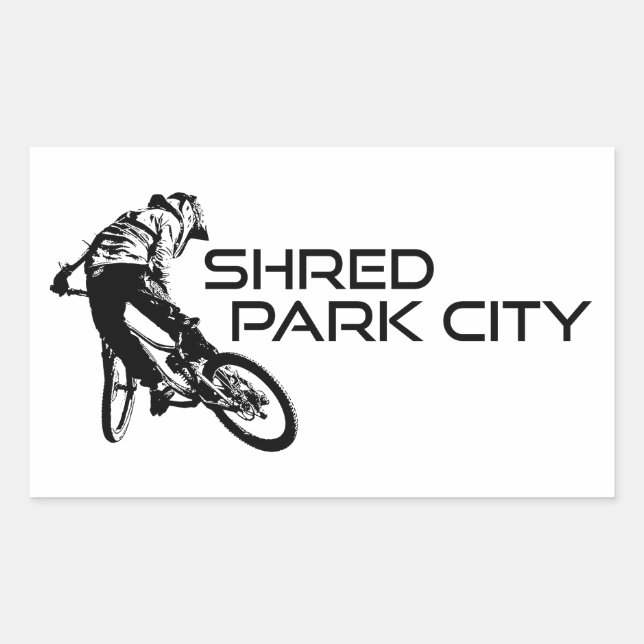 Shred Park City Utah Mountain Biking Rectangular Sticker (Front)