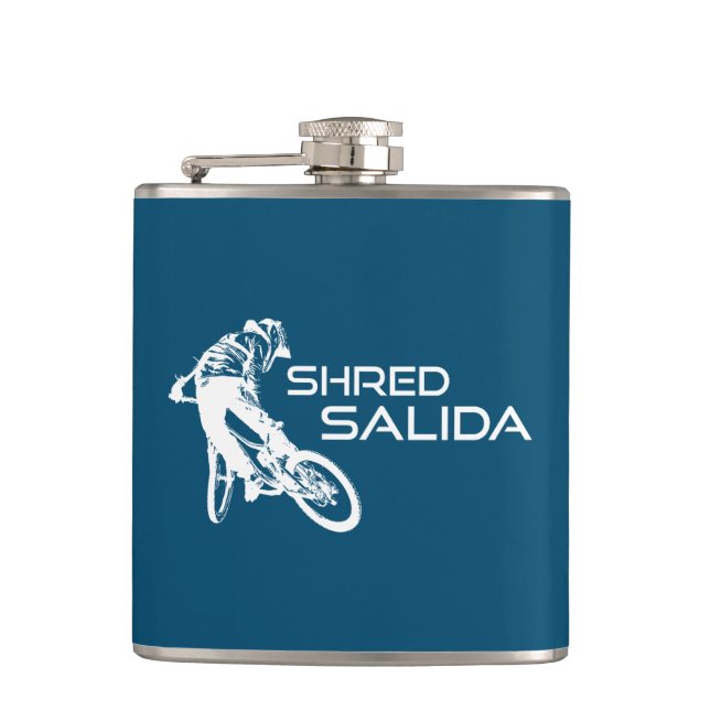 Shred Salida Colorado Mountain Biking Hip Flask (Front)