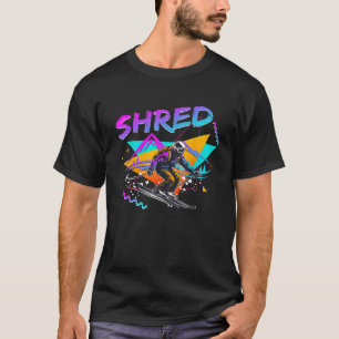 Shred Skiing Retro Vintage 80s Skier Skiing Lover  T-Shirt