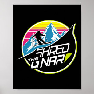 Shred The Gnar Skiing Freestyle Diamond Winter Spo Poster