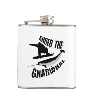 Shred The Gnarwhal Hip Flask