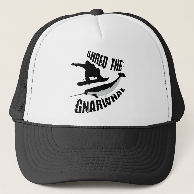 Shred The Gnarwhal Trucker Hat (Front)