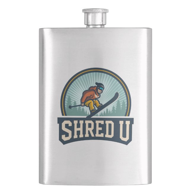 Shred University Skiing Hip Flask (Front)