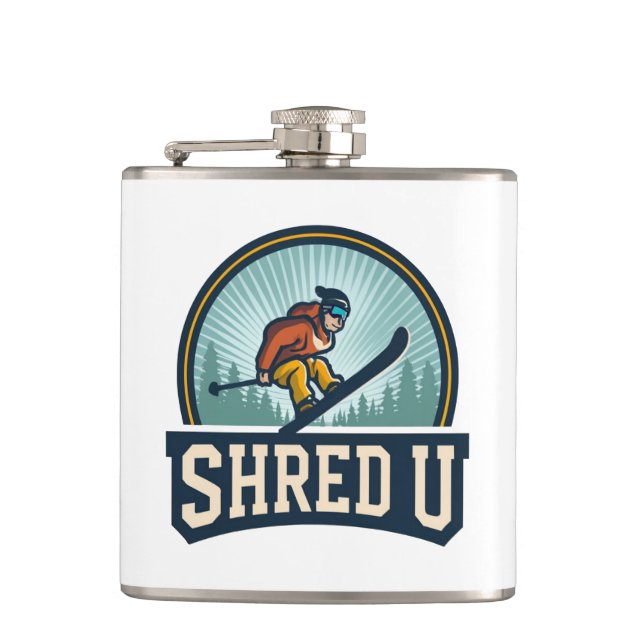 Shred University Skiing Hip Flask (Front)
