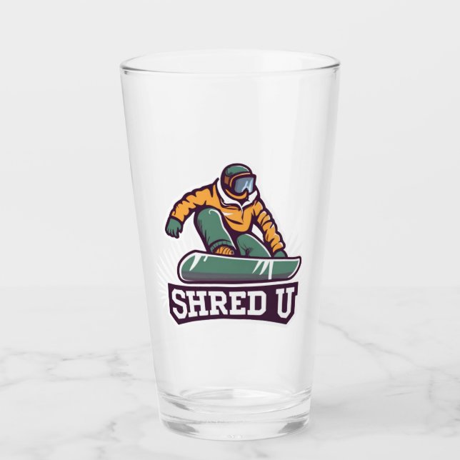 Shred University Snowboarding Glass (Front)