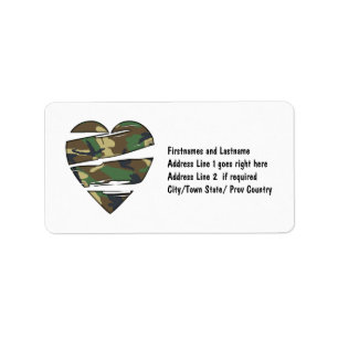 Shredded Camo Heart Label