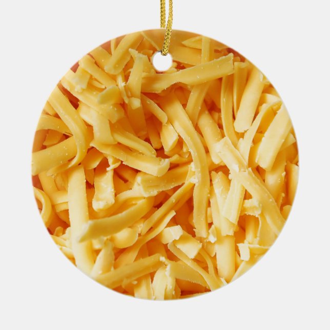 Shredded Cheddar Cheese Ceramic Tree Decoration (Front)