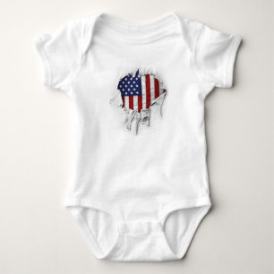 Shredded, Ripped and Torn American Flag Baby Bodysuit