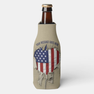 Shredded, Ripped and Torn American Flag Bottle Coo Cooler