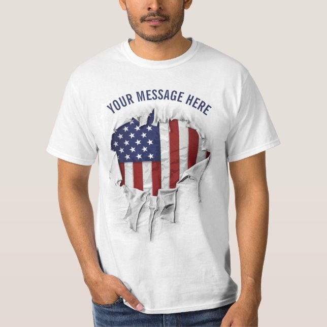 Shredded, Ripped and Torn American Flag T-Shirt (Front)