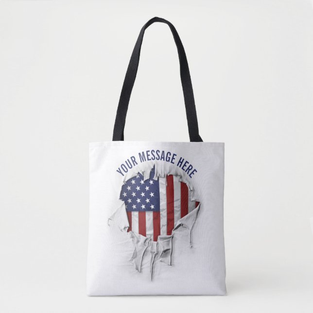 Shredded, Ripped and Torn American Flag Tote Bag (Front)