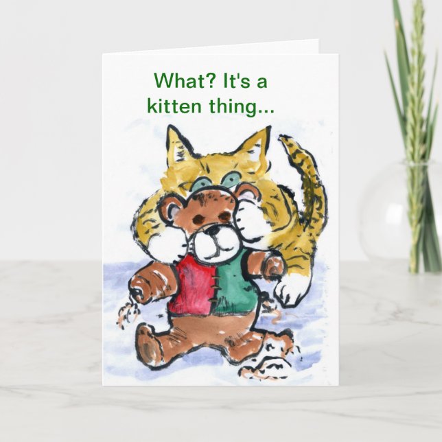 Shredded Teddy Bear Holiday Card (Front)