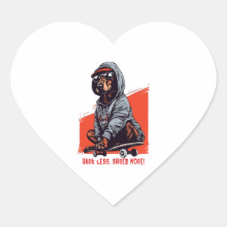 Shredding Dachshund Unisex Old-school T-shirt Heart Sticker