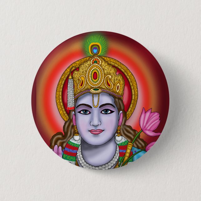 Shree Krishna Tote Bag 6 Cm Round Badge (Front)