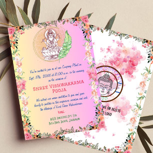 Shree Vishwakarma Pooja Floral Invitation
