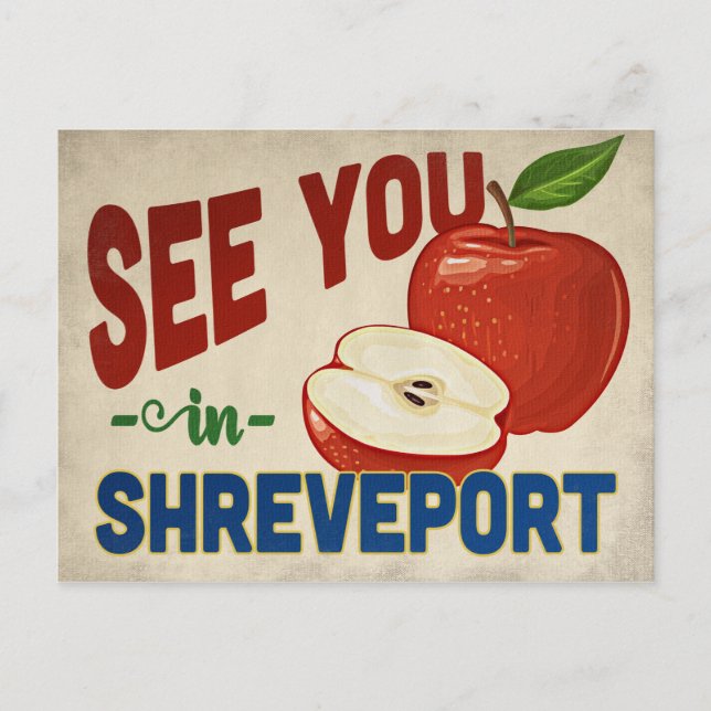 Shreveport Louisiana Apple - Vintage Travel Postcard (Front)