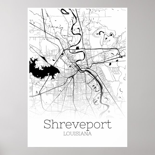 Shreveport Map - Loiusiana - City Map Poster (Front)